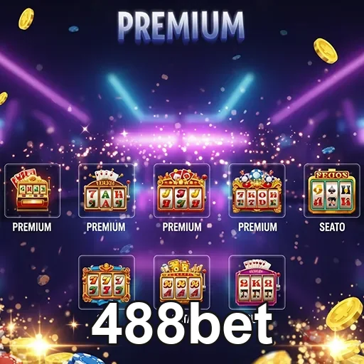 Imagem promocional de jogos no 488bet, site de apostas e cassino online, com destaque para variedade de jogos.